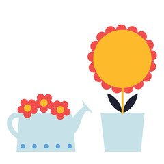 Happy Easter flat vector illustration. Greeting cards or posters with wine, spring flowers and Easter egg. Egg hunt poster template. 