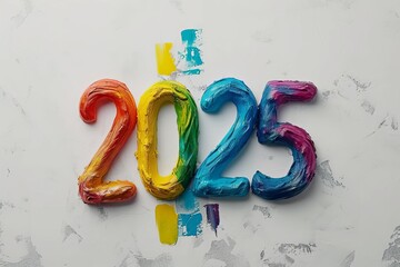 Eye catching white number  2025  on clean background for futuristic and new year concepts.