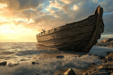 Noah’s Ark, the vessel from the Genesis flood narrative by which God saves Noah - obrazy, fototapety, plakaty