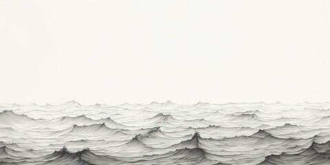 Minimal pen illustration sketch slate & white drawing of an ocean