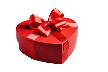 Obraz premium Red gift box, heart shaped, png