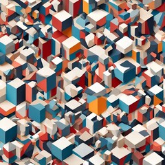 Colorful Cubes With Different Colors Arranged in a Seamless Pattern. Generative AI.