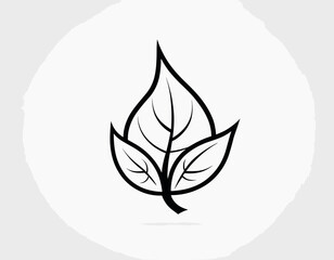 Hand drawn herbal, floral clipart. One line doodle vector