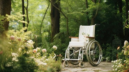 Healing and Growth Concept with Wheelchair and Natural Environment.