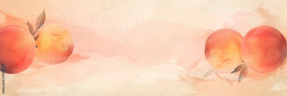 Wall mural peach watercolor abstract painted background on vintage paper background - Wall murals