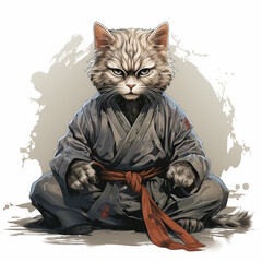 a_cartoon_cat_practicing_krav-maga_flat_colors_isolat