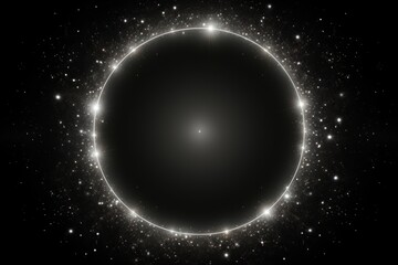 Pearl starlight glitter circle of light shine sparkles and silver mist spark particles in circle frame