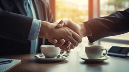 Business handshake after success deal