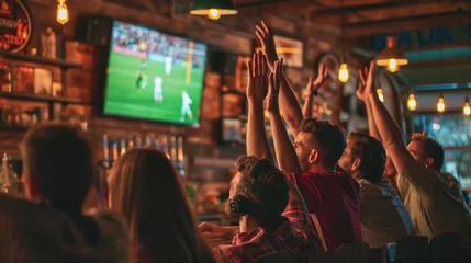 Foto op Plexiglas Vibrant sports bar atmosphere where patrons are energetically celebrating © MP Studio