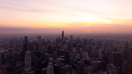 Fototapeta premium Sunset over Downtown Chicago 