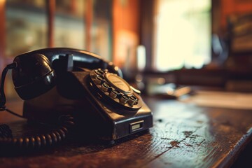 Landline Telephone, Symbolizing Traditional Communication - obrazy, fototapety, plakaty