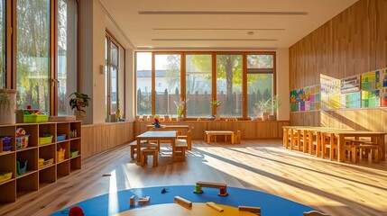 The interior of a modern kindergarten for children