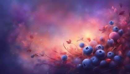 Abstract background. Fantasy blueberry. Blurred magical colored berry background. AI generated