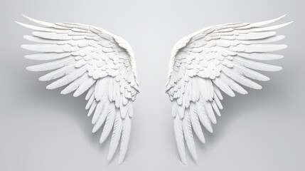 "Angelic Elegance: White wings isolated on a pristine white background,