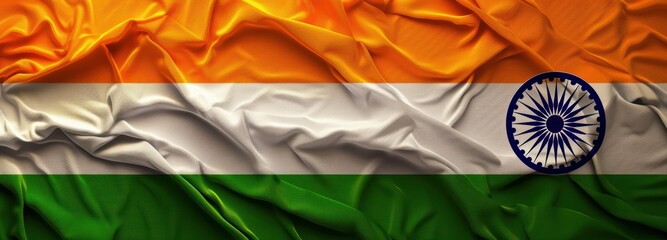 Flag of India Flying Proudly in the Wind at a Government Building.