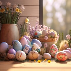 Vibrant 3D Easter Decorations: A Festive Blend of C4D and 3Doctane Renderings