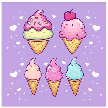cute ice cream set