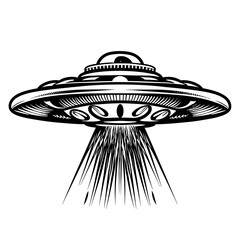 Set of alien and ufo icon, hand drawn vector illustration
