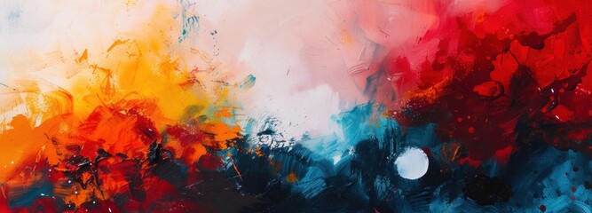Vibrant Abstract Painting With Red, Yellow, and Blue Colors