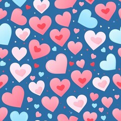Numerous Hearts on a Blue Background