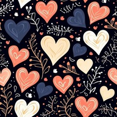Assorted Hearts Arranged on a Black Background