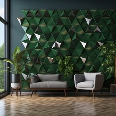 Polished wall background triangular tile background 