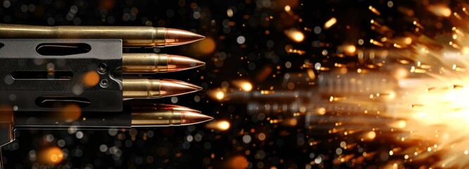 Close-Up of Gun and Bullet - obrazy, fototapety, plakaty
