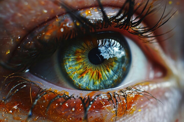 close up of an eye, realistic, high detailed - obrazy, fototapety, plakaty