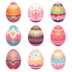 Assorted Colored Eggs on White Background