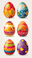 Colorful Easter Eggs on White Background