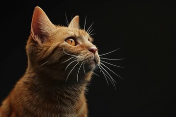 Close-Up of Black Cat on Dark Background