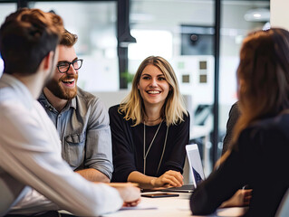 Business Professionals Engaged in Discussion at Conference Table