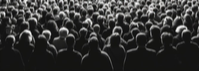 Large Group of People Standing in Dimly Lit Room