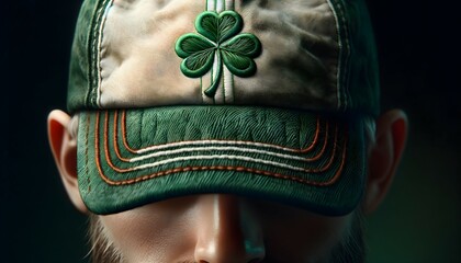 Broderie sur casquette - irlandais avec le shamrock - Supporter - obrazy, fototapety, plakaty