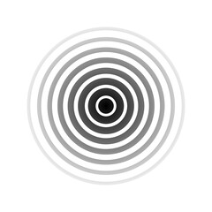 Circle wave earthquake. Sound ripple icon. Black effect pulse isolated on white background. Signal radio. Pattern wavy. Vibration line. Radial circular. Round concentric impulse. Vector illustration