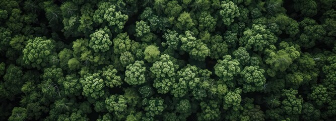 Aerial View of Dense Forest With Towering Trees