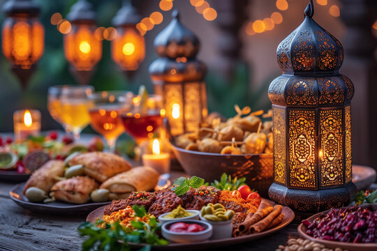Ramadan - Kareem, lantern, family, food