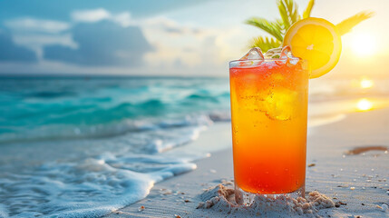 "Chill in a Glass: Cold Refreshing Summer Mixed Cocktail on a White Table"

