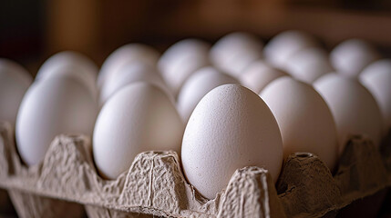 "Eggstravaganza: Close-Up of Several White Eggs in a Brown Nest"

