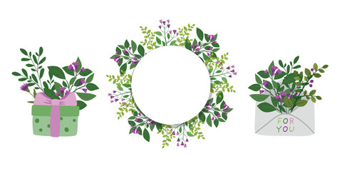 Set for the design of birthday greeting cards.