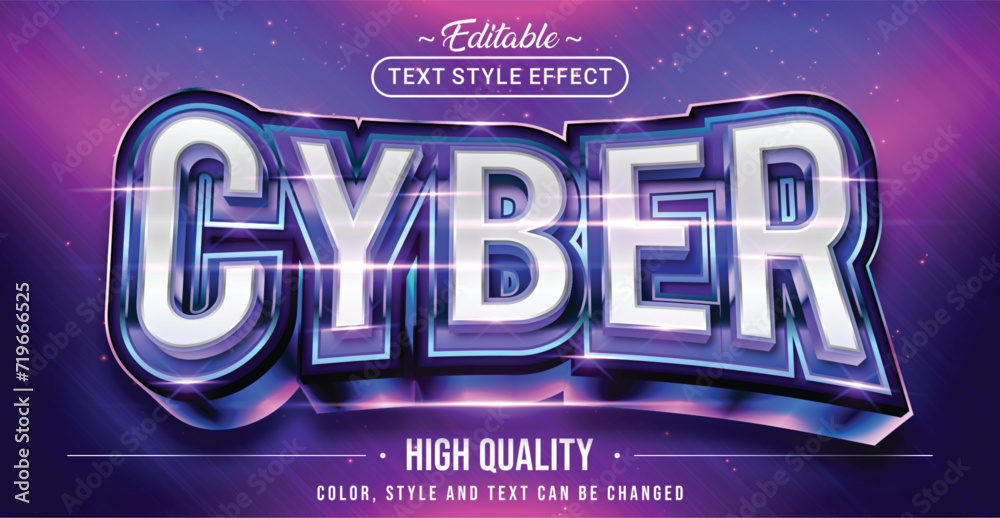 Fototapete Editable text style effect - Cyber text style theme.