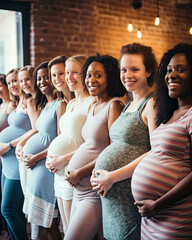 Group of Pregnant Women Standing Together at Maternity Gathering