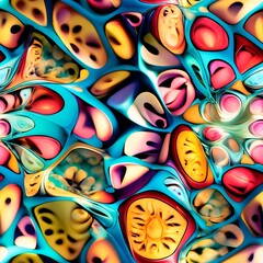 Fototapeta premium Assorted Colored Shapes and Sizes Seamless Pattern. Generative AI.