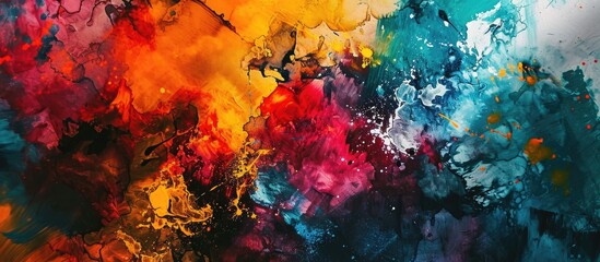 Yellow Beautiful Craft Dirty Art Ink Pattern Autumn Craft Messy Tie Dye Graffiti Creative Dribble Color Art Aztec Painted Canvas Tie Dye Textures Wash Watercolor Art. Copy space image