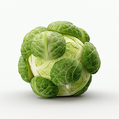 "Brussels Sprout Isolated on a White Background - Super Realistic"

