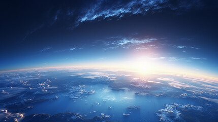 "Blue Sunrise View of Earth from Space"

