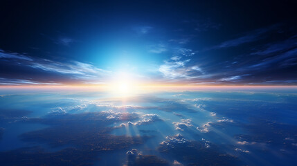 "Blue Sunrise View of Earth from Space"

