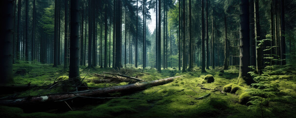 Natural green forest of Trees nature. Mystic scenery theme