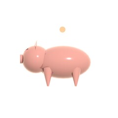 pig piggy bank illustration on pink background