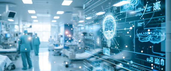 innovative medical technology diagnose and examine patient brain with intelligence software in hospital. - Powered by Adobe